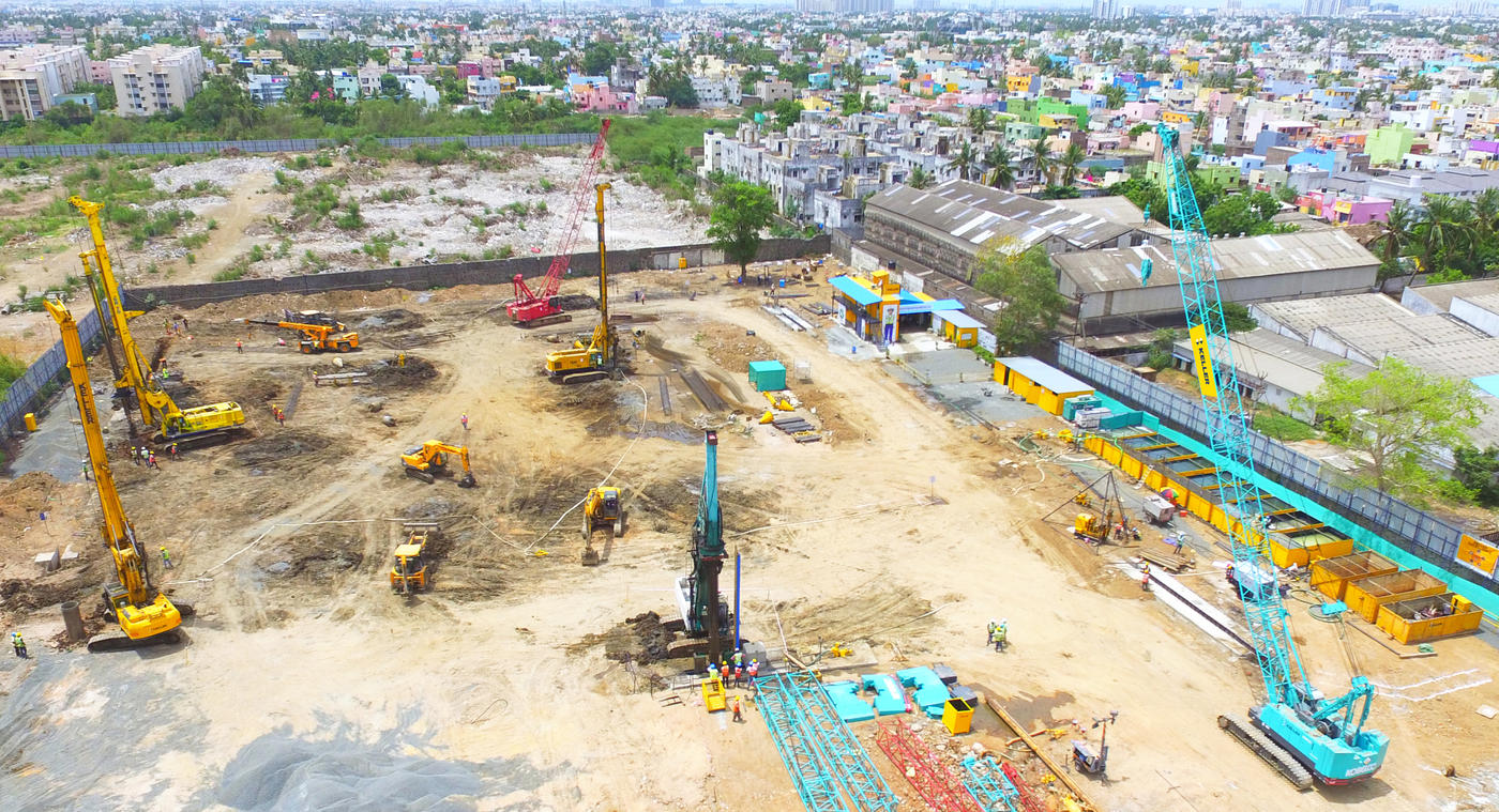 Raheja site with operating rigs