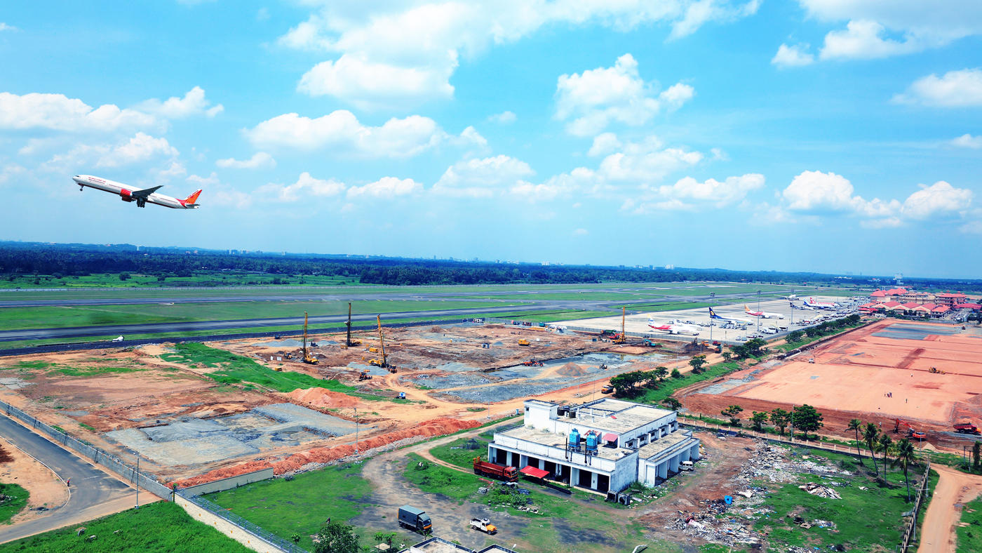 Construction of aircraft parking area at Cochin airport